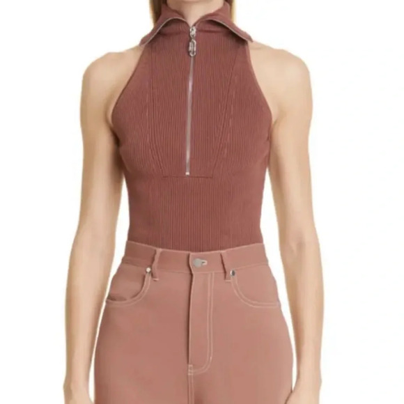 Et Ochs Women's Emily Rib Zip Polo Tank Top Shirt Size Large - Picture 2 of 13